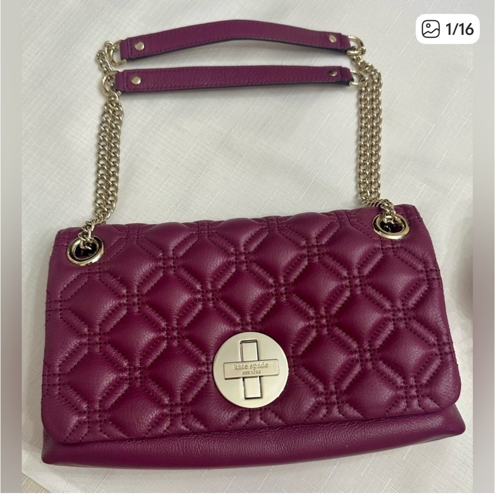 Kate Spade Plum Quilted Leather Astor Court Shoulder Bag